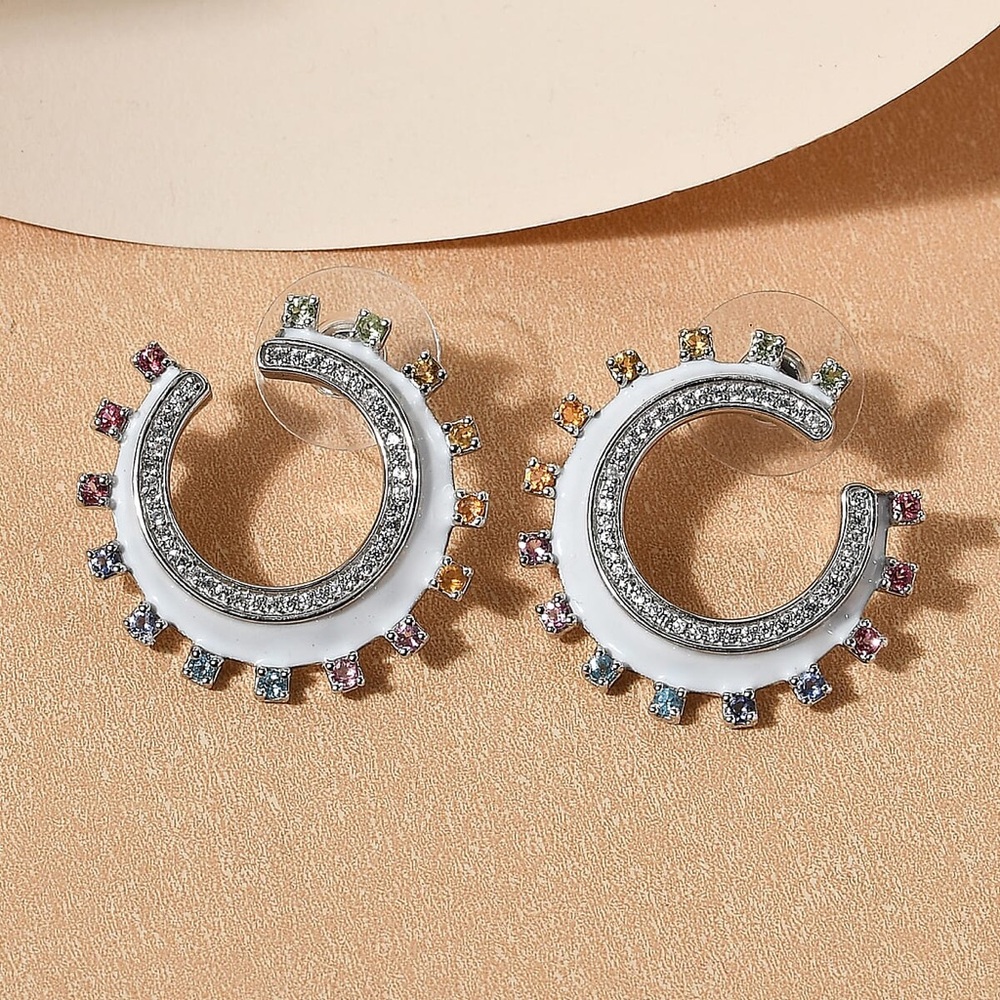 Multi Gemstone Rainbow
Statement Earrings in 925 Sterling Silver New